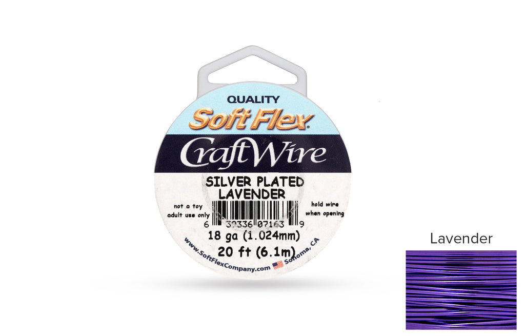 Craft Wire Soft Flex 18 Gauge Silver Plated Lavender - 1spool