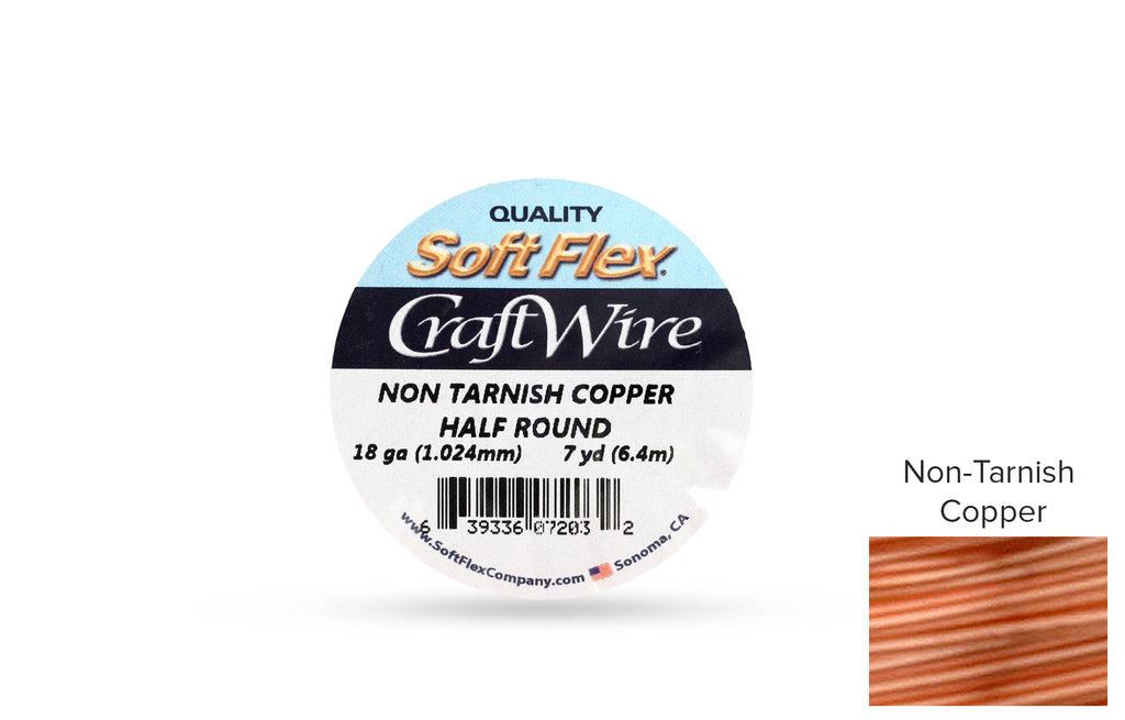 Craft Wire Soft Flex 18 Gauge Half Round Wire Copper - 1spool