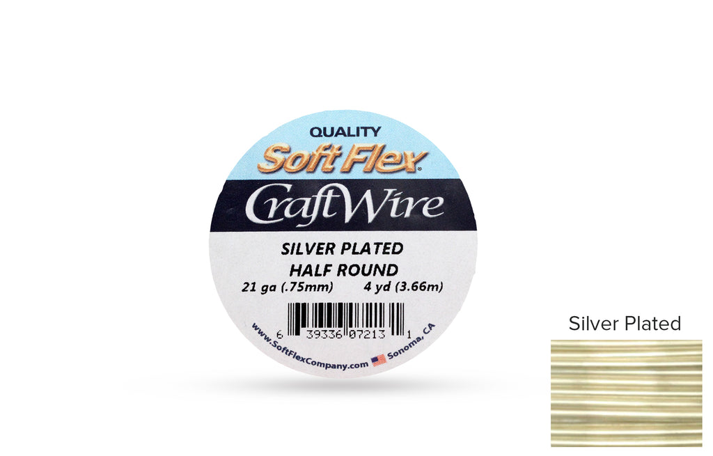 Craft Wire Soft Flex 21 Gauge Half Round Silver Plated - 1spool