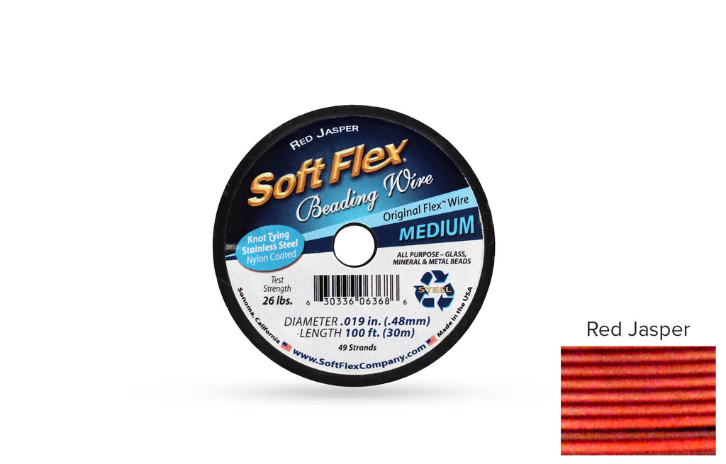 Soft Flex Beading Wire Red Jasper 49 Strand .019 Inch - 1spool