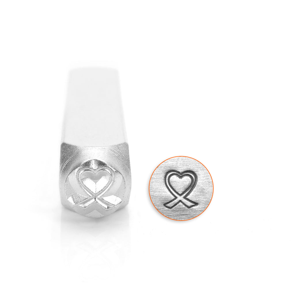 ImpressArt 6mm Stamp Heart Shaped Breast Cancer Ribbon - 1pc