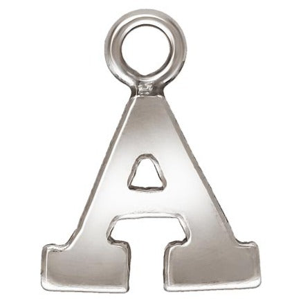 Sterling Silver Block Letter 'A' Charm (0.5mm Thick) - 1pc – Plazko