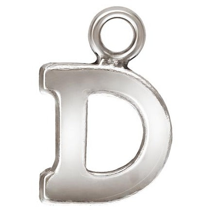 Sterling Silver Block Letter 'D' Charm (0.5mm Thick) - 1pc