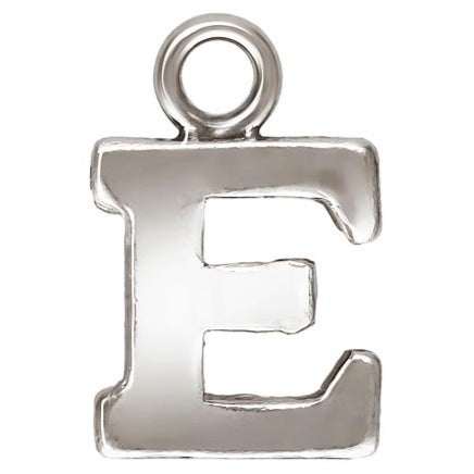 Sterling Silver Block Letter 'E' Charm (0.5mm Thick) - 1pc