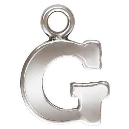Sterling Silver Block Letter 'G' Charm (0.5mm Thick) - 1pc