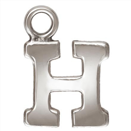 Sterling Silver Block Letter 'H' Charm (0.5mm Thick) - 1pc