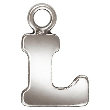 Sterling Silver Block Letter 'L' Charm (0.5mm Thick) - 1pc – Plazko