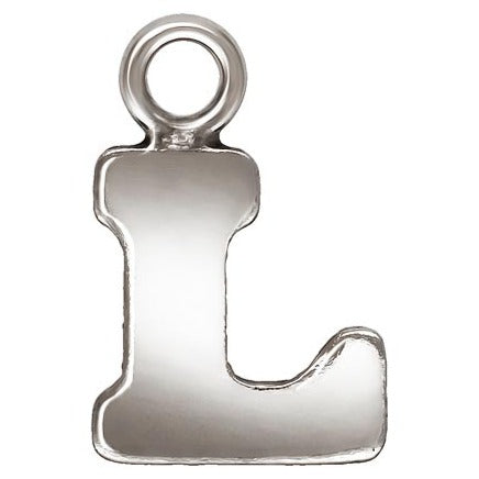 Sterling Silver Block Letter 'L' Charm (0.5mm Thick) - 1pc