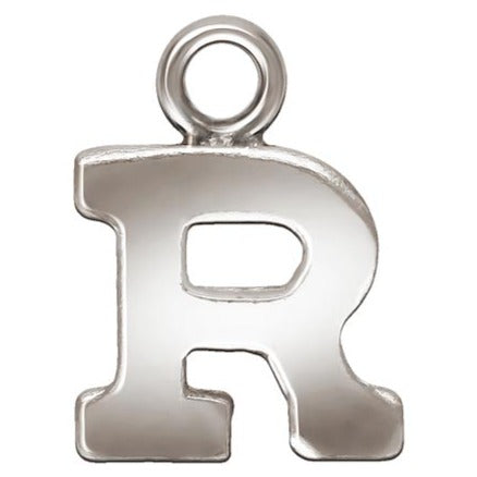 Sterling Silver Block Letter 'R' Charm (0.5mm Thick) - 1pc
