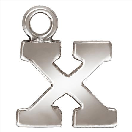Sterling Silver Block Letter 'X' Charm (0.5mm Thick) - 1pc