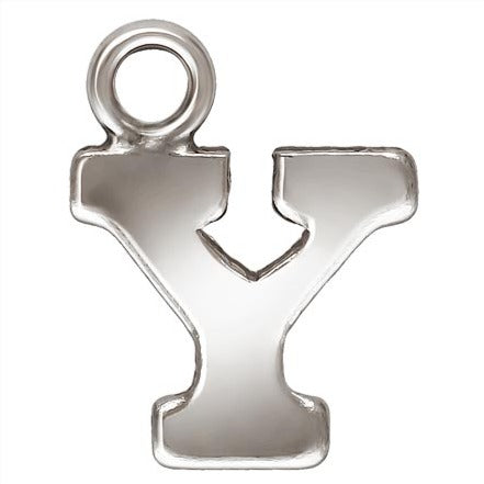 Sterling Silver Block Letter 'Y' Charm (0.5mm Thick) - 1pc