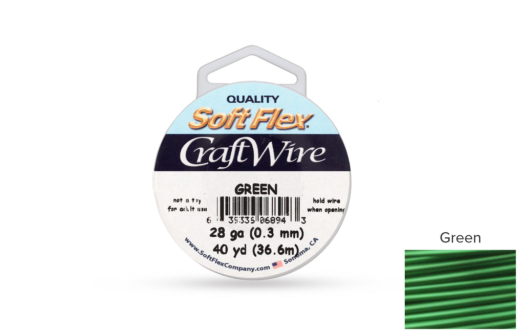 Craft Wire Soft Flex 28 Gauge Green Plated Wire - 1spool