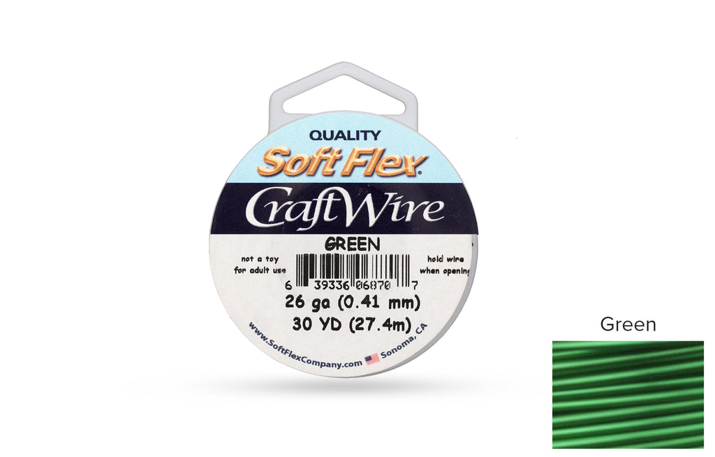 Craft Wire Soft Flex 26 Gauge Green Plated Wire - 1spool