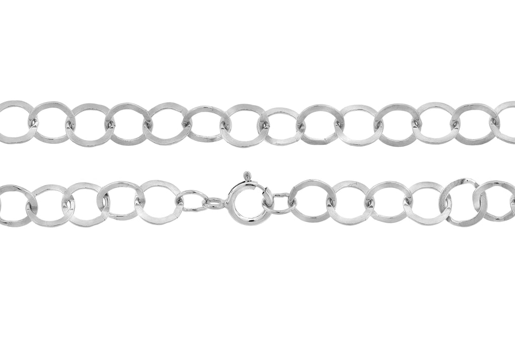 Sterling Silver 5mm Flat Round Cable Chain 24" with Spring Ring Clasp - 1pc