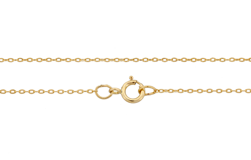 14Kt Gold Filled 1.5x1mm Flat Drawn Delicate Cable Chain 16" with Spring Ring Clasp - 1pc