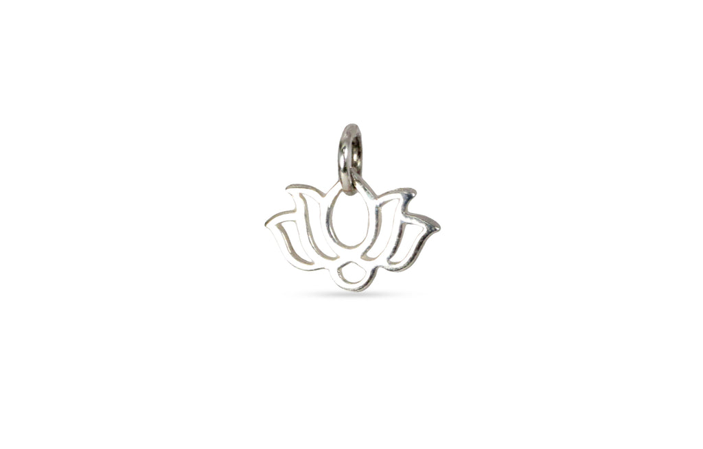 Sterling Silver Wide Lotus Charm 11.5x12mm - 1pc