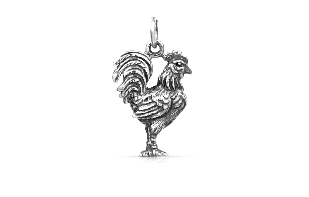 Sterling Silver Rooster Charm 21x12mm - 1pc