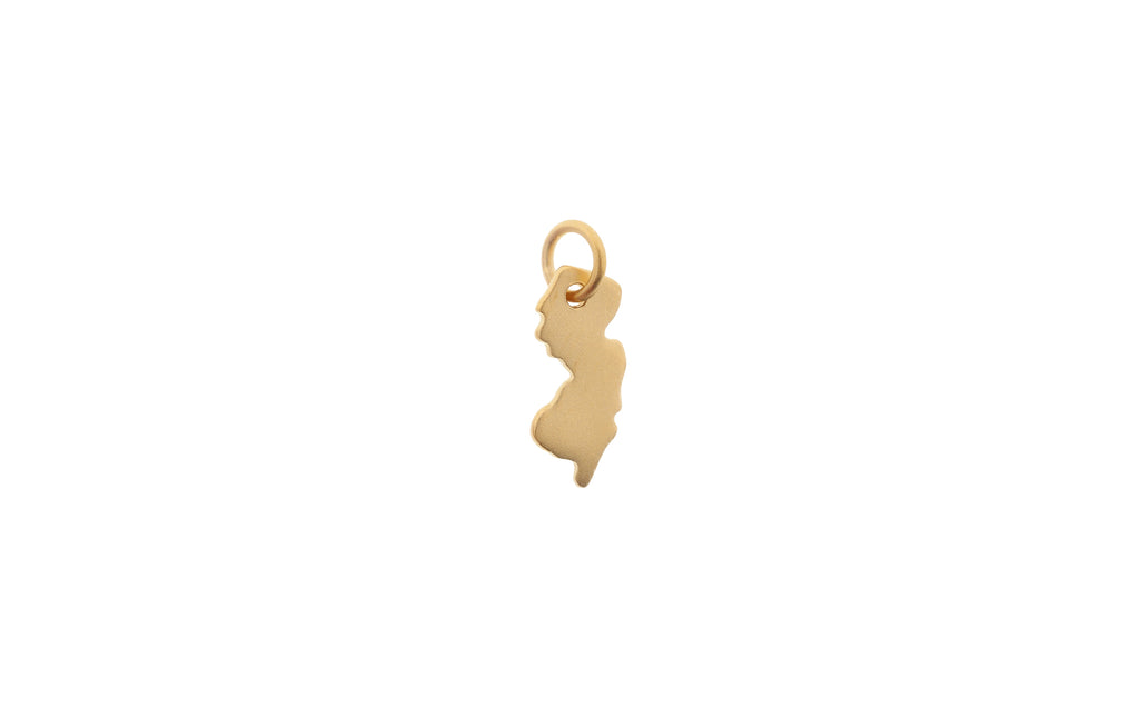 Satin 24K gold Plated Sterling Silver New Jersey State Charm 16.5x5.8mm - 1pc
