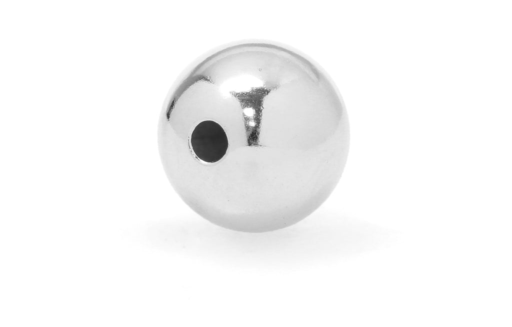 Sterling Silver 12mm Shiny Round Bead With 2.5mm Hole - 1pc