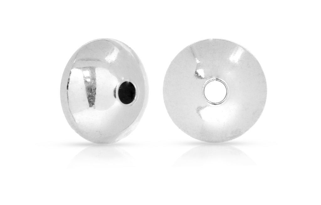 Sterling Silver 6.7x4.6mm Saucer Bead, 1.5mm Hole - 5pcs/pack