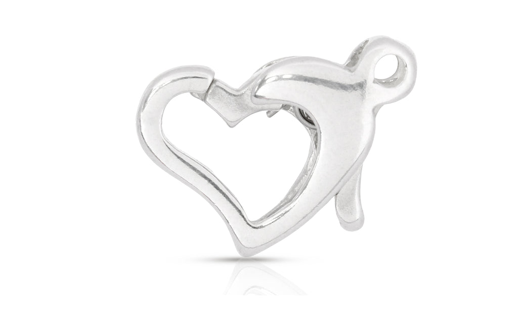 Sterling Silver Floating Heart Clasp W/ Ring 9.5x8mm - 1pc