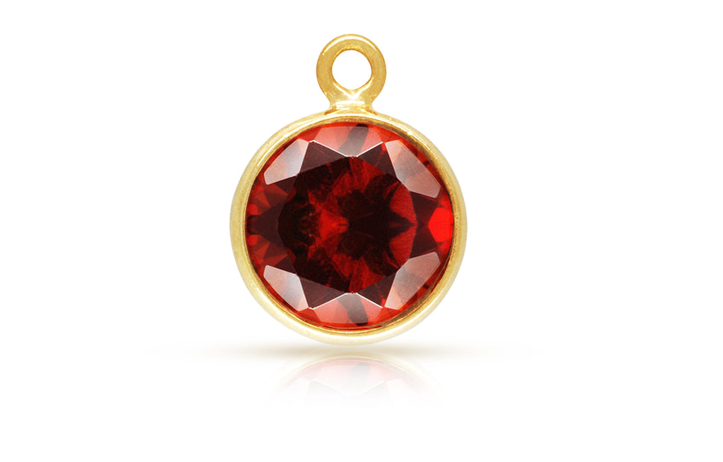 14Kt Gold Filled 6mm Garnet January Birthstone Gemstone Bezel Drop - 1pc