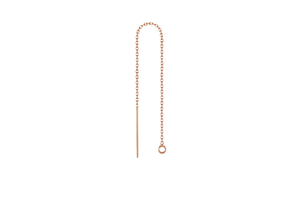 14Kt Rose Gold Filled Cable Chain Ear Threader With Ring - 1pr