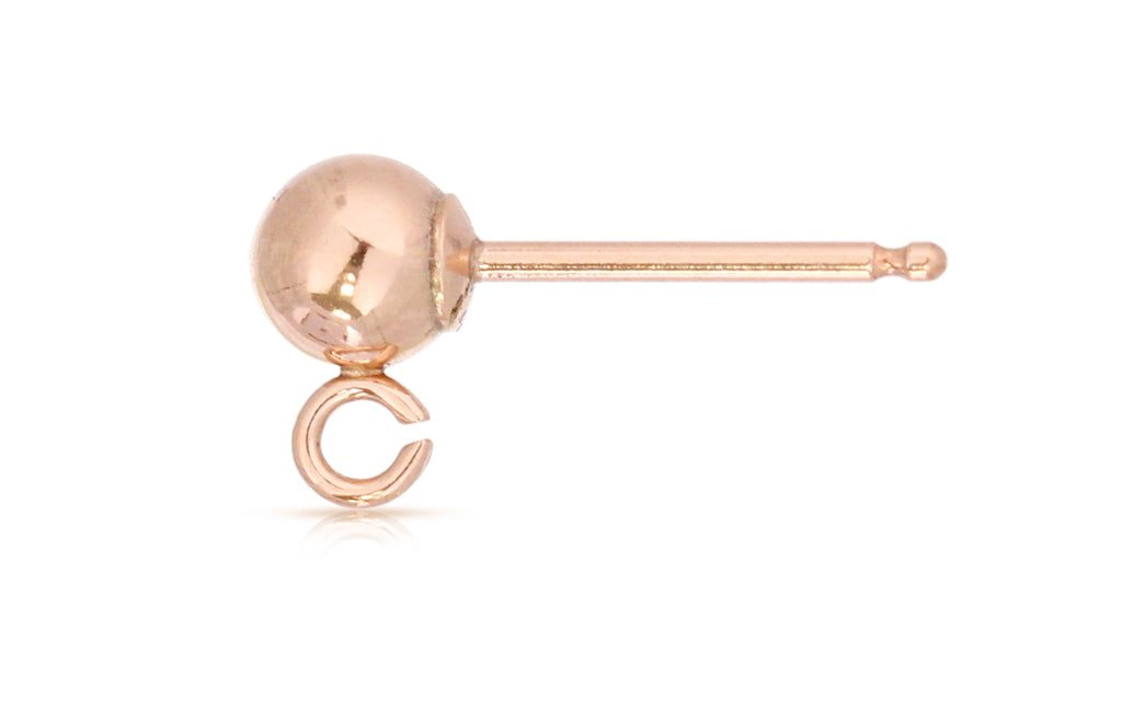 14Kt Rose Gold Filled 4mm Ball Earring With Open Ring - 2prs/pack