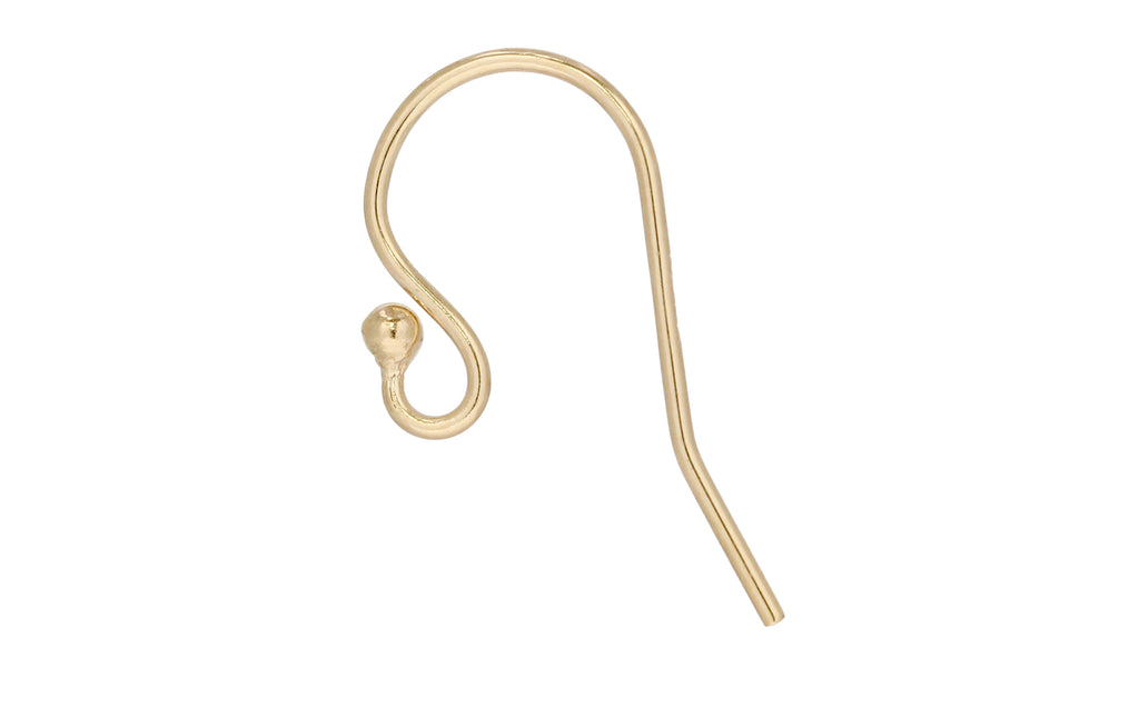 14Kt Gold Filled French Hook Ball End Ear Wires 19.7x10.8mm - 10pcs/pack