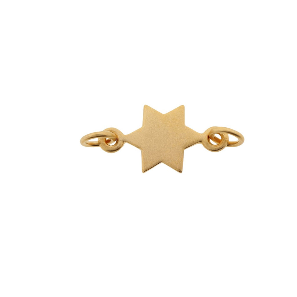 Satin 24K Gold Plated Sterling Silver Star of David Link 18x7mm - 1pc