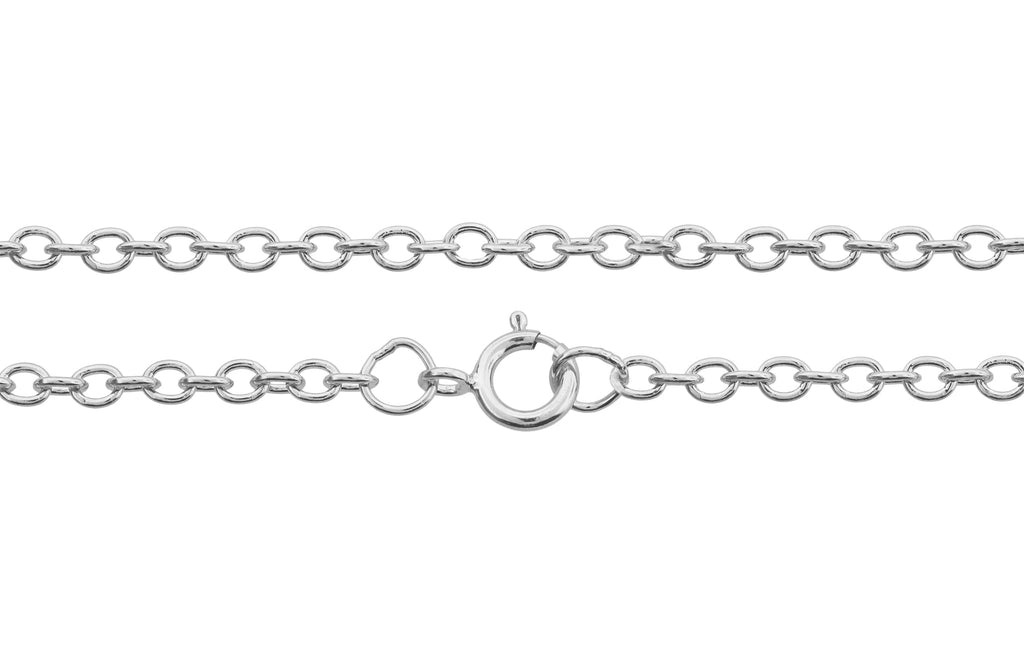 Sterling Silver 2.5x2mm Strong and Heavy 24" Cable Chain With Spring Ring Clasp - 1pc