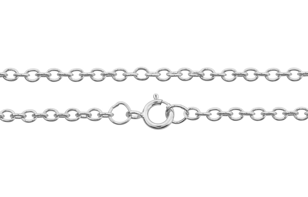 Sterling Silver 2.5x2mm Strong and Heavy 22" Cable Chain With Spring Ring Clasp - 1pc