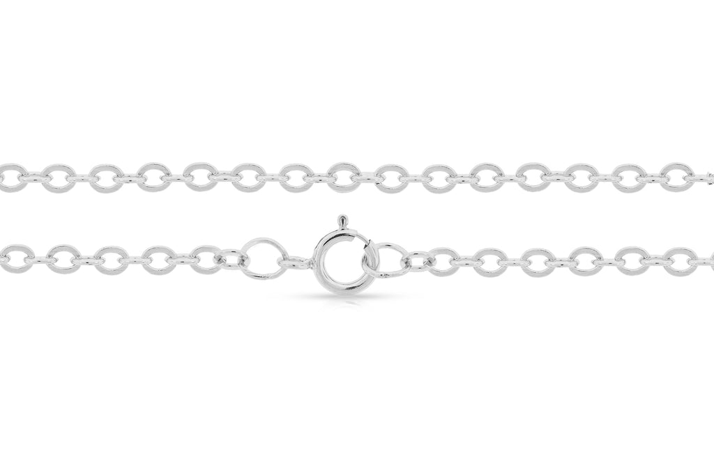 Sterling Silver 2.7x2.2mm Strong and Heavy 24" Bracelet Flat Cable Chain With Spring Ring Clasp - 1pc