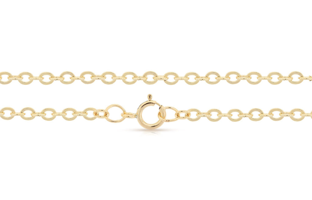 14Kt Gold Filled 2.7x2.2mm Strong and Heavy 36" Bracelet Flat Cable Chain With Spring Ring Clasp - 1pc