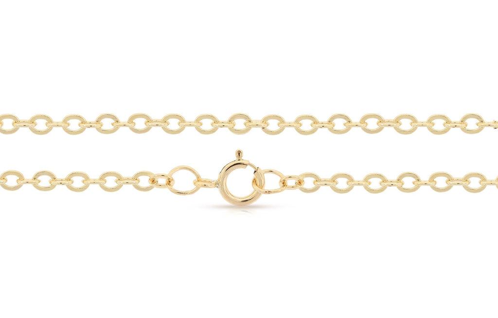 14Kt Gold Filled 2.7x2.2mm Strong and Heavy 20" Bracelet Flat Cable Chain With Spring Ring Clasp - 1pc