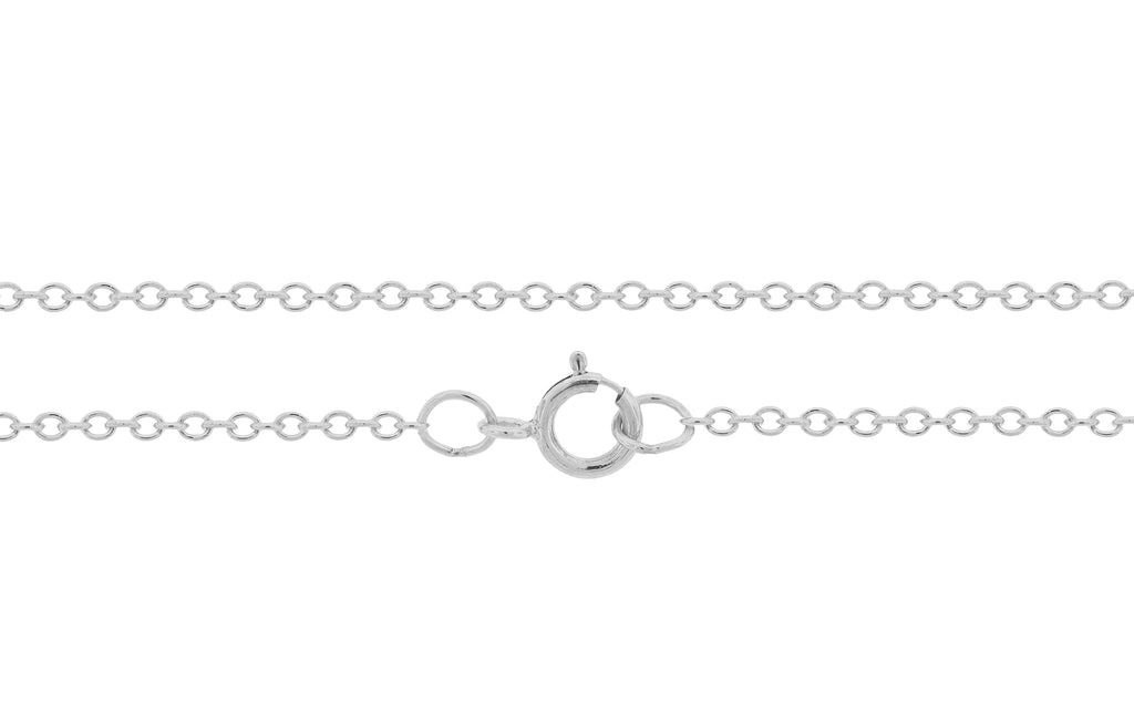 Sterling Silver 1.5x1.4mm Cable Chain 18" With Spring Ring Clasp - 1pc