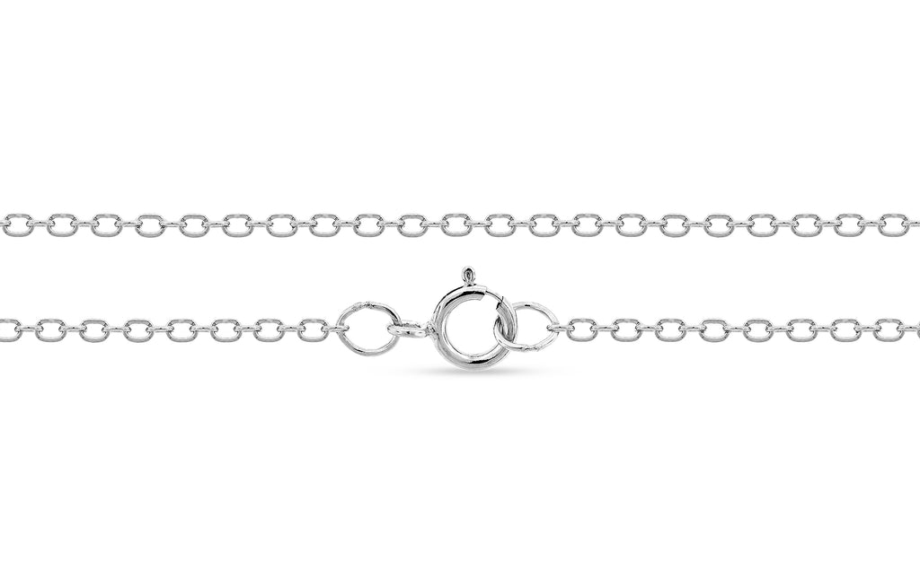 Sterling Silver 1.5x1.4mm Flat Cable Chain 16" With Spring Ring Clasp - 1pc