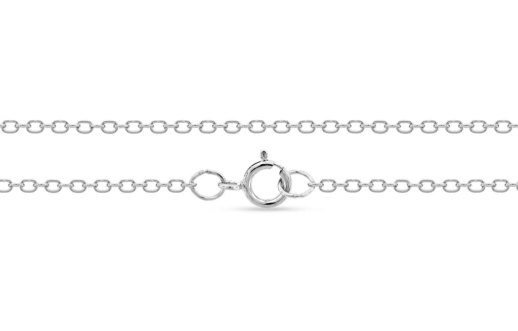 Sterling Silver 1.5x1.4mm Flat Cable Chain 30" With Spring Ring Clasp - 1pc