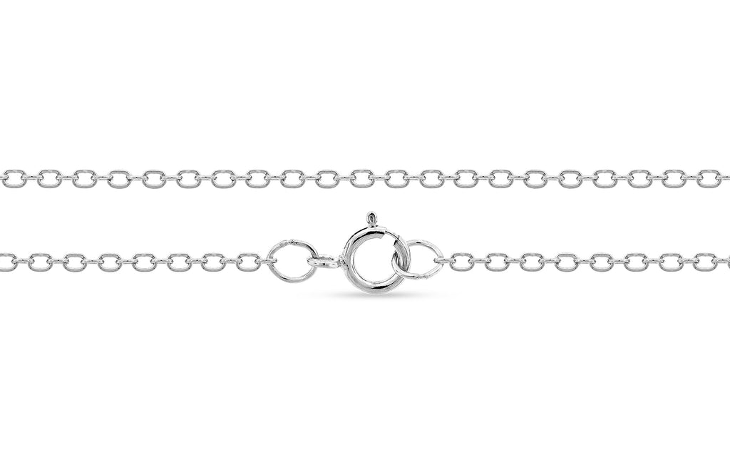 Sterling Silver 1.5x1.4mm Flat Cable Chain 18" With Spring Ring Clasp - 1pc