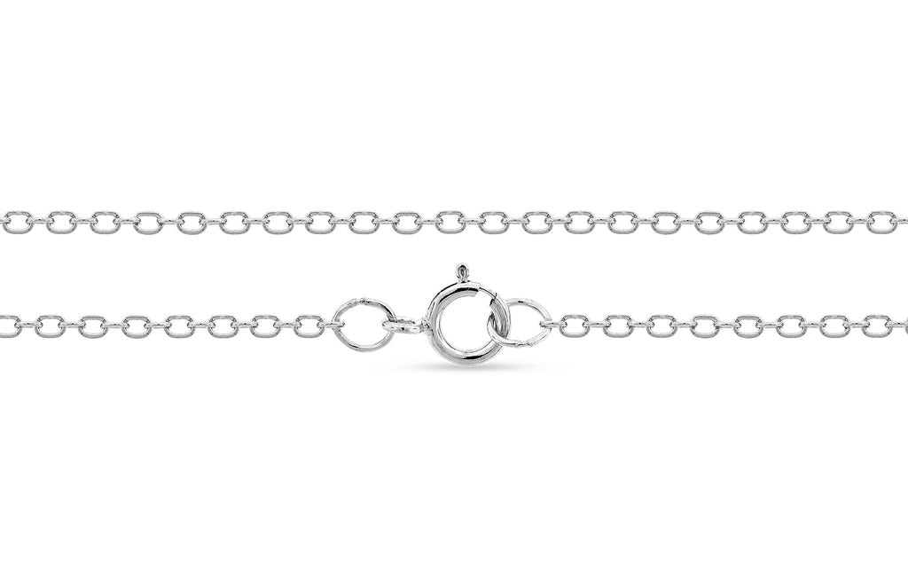 Sterling Silver 1.5x1.4mm Flat Cable Chain 24" With Spring Ring Clasp - 1pc