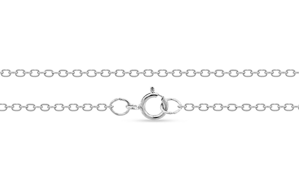 Sterling Silver 1.5x1.4mm Flat Cable Chain 20" With Spring Ring Clasp - 1pc