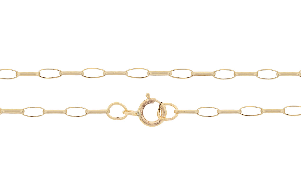 14Kt Gold Filled 3.9x1.3mm Elongated Cable Chain 16" With Spring Ring Clasp - 1pc