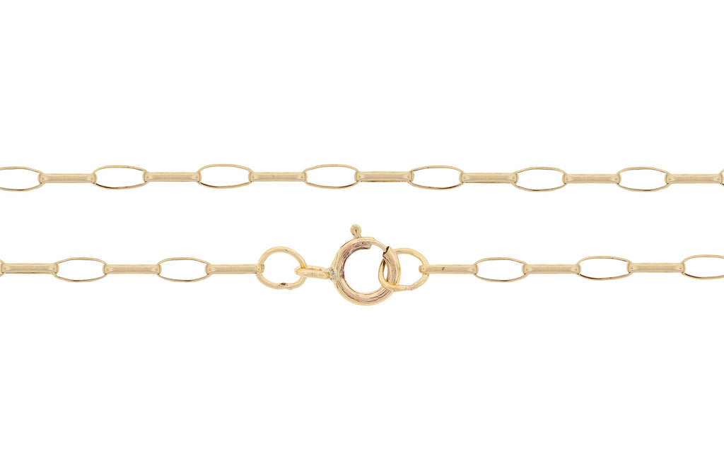 14Kt Gold Filled 3.9x1.3mm Elongated Cable Chain 18" With Spring Ring Clasp - 1pc