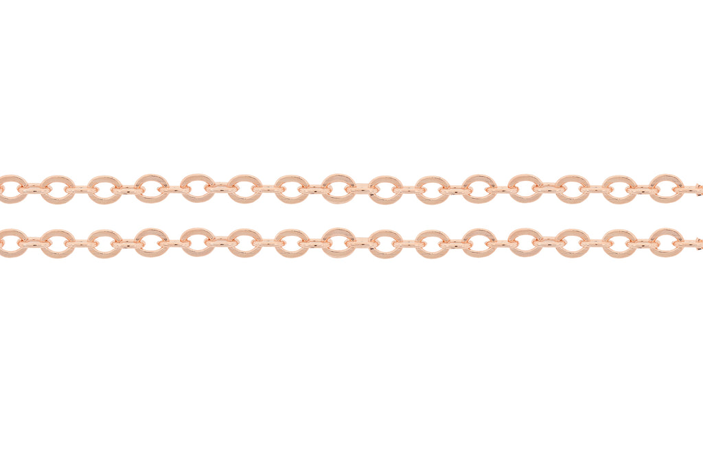 14Kt Rose Gold Filled 2.7x2.2mm Strong and Heavy Flat Cable Chain - 5ft