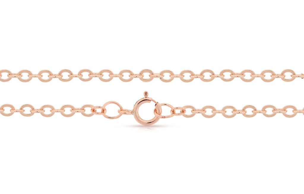 14Kt Rose Gold Filled 2.7x2.2mm Strong and Heavy 24" Bracelet Flat Cable Chain With Spring Ring Clasp - 1pc