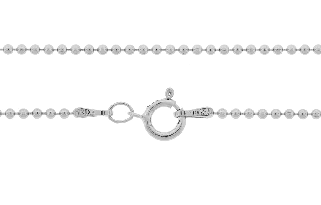 Sterling Silver 1.5mm Ball Chain 30" With Spring Ring Clasp - 1pc