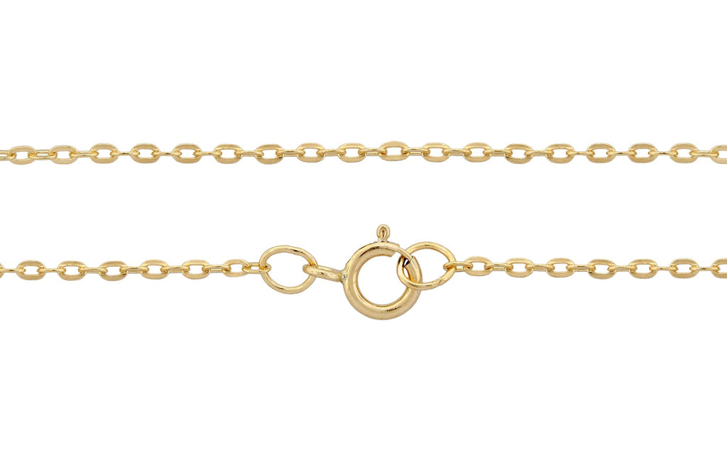 Necklaces 14Kt Gold Filled 1.8x1.2mm Drawn Flat Cable Chain 18" With Spring Ring Clasp - 1 Pc
