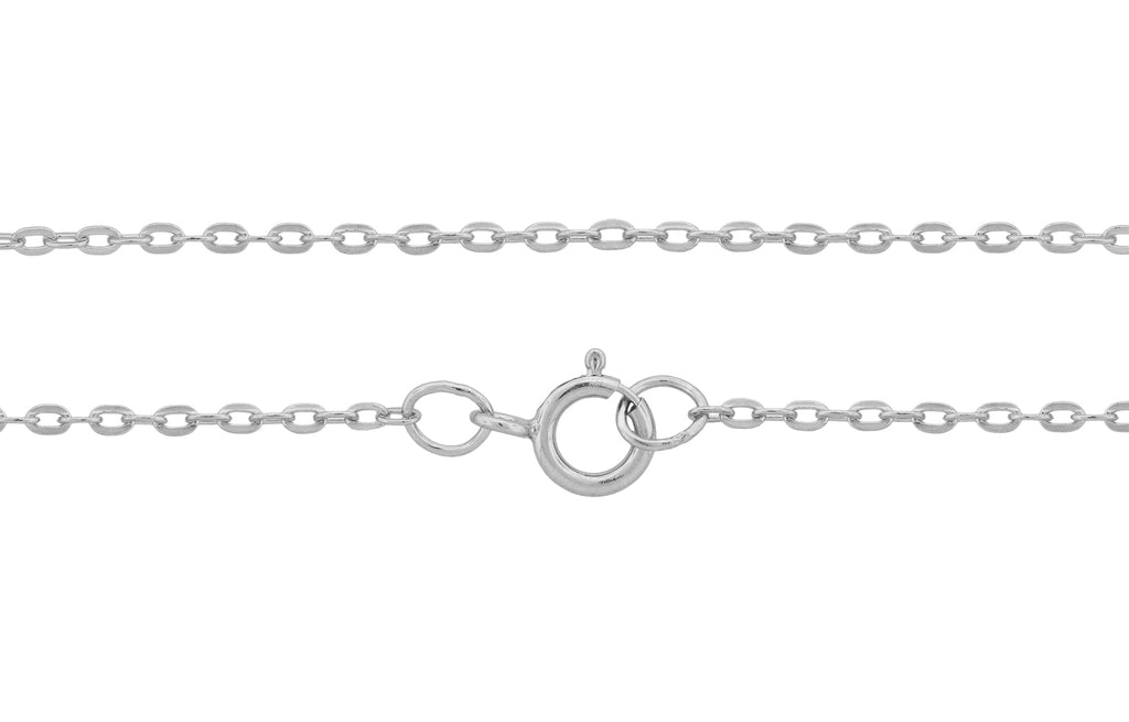 Sterling Silver 1.8x1.2mm Drawn Flat Cable Chain 18" With Spring Ring Clasp - 1pc