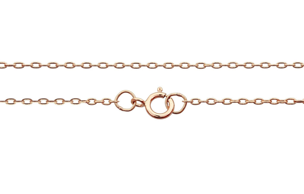 14Kt Rose Gold Filled 1.8x1.1mm Drawn Cable Chain 30" With Spring Ring Clasp - 1pc