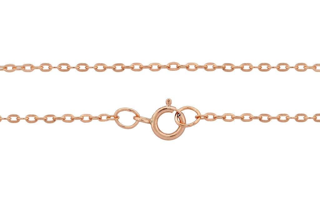14Kt Rose Gold Filled 1.8x1.2mm Drawn Flat Cable Chain 14" With Spring Ring Clasp - 1pc